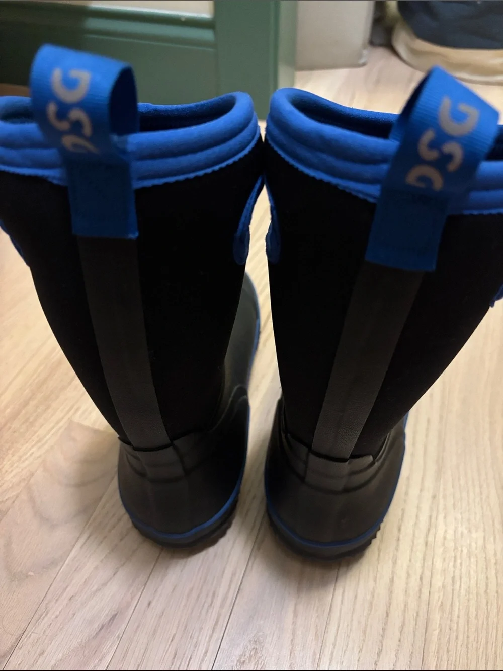Kids Black & Blue Waterproof Rain Boots